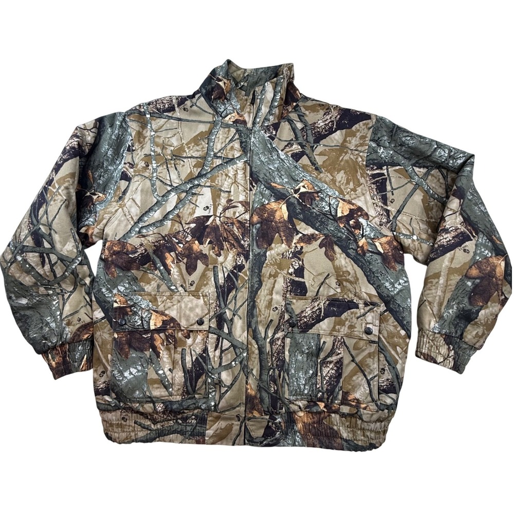 Outfitters Ridge Mens XL Camo‎ Quilted Bomber Jacket 3D fusion no hood hunting